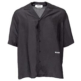 Camisa de seda negra estilo bowling MSGM Negro