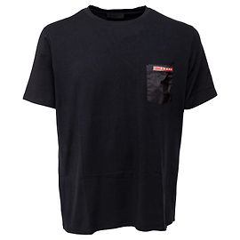 Camiseta com patch Prada Linea Rossa Preto