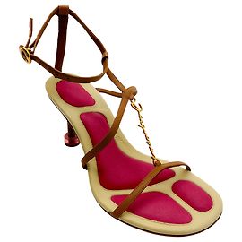 Jacquemus Leder Sandalen Pralu in hellbraun / rosa Braun