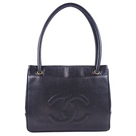 Borsa tote in pelle caviar nera Chanel Nero
