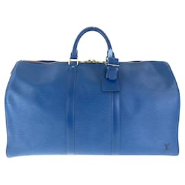 Louis Vuitton-Louis Vuitton Epi Keepall 50 Boston Bag M42965-Blue