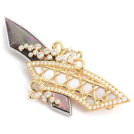 Chloé MIKIMOTO Diamond Shell Design Brooch K18YG×WG Gold Golden Metallic