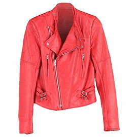 Joseph Biker Jacket in Red Leather  Red