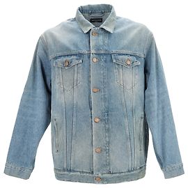 Balenciaga gewaschene Knopfjacke aus blauer Baumwoll-Denim Blau Hellblau