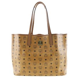 MCM Visetos PVC Coated Canvas Tote Bag Metallic Bronze