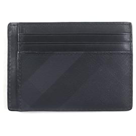 Burberry-Burberry Check Pattern Leather PVC Card Case-Black