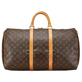 Louis Vuitton-Louis Vuitton Monogram Keepall 50 Boston Bag M41426-Brown
