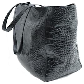 Balenciaga-Bolsa tote em couro de bezerro com estampado de crocodilo Balenciaga Everyday-Preto