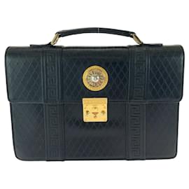 Versace-Bolsa de mão em couro Versace Sunburst 2way 502104-Preto