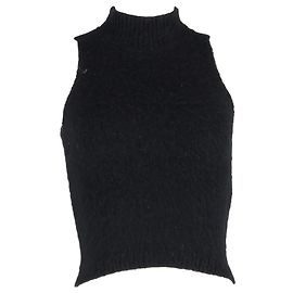 Versace High Neck Sleeveless Top in Black Mohair Black