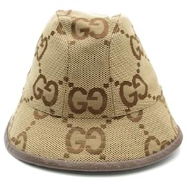 Gucci-Chapéu de lona GG Gucci-Marrom,Bege