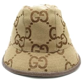Gucci-Chapéu de lona GG Gucci-Marrom,Bege