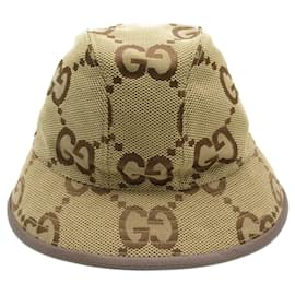 Gucci-Chapéu de lona GG Gucci-Marrom,Bege