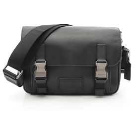 Coach Track Leather Shoulder Bag Black
