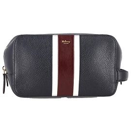 Waschtasche Mulberry Stripe aus marineblauem Leder Blau Marineblau