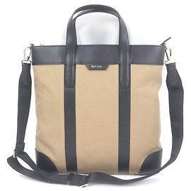 Paul Smith Tote Bag Canvas Leather 2way Tote Bag Brown Beige