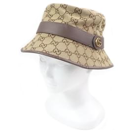 Gucci-Chapéu bucket em lona GG da Gucci em algodão e poliéster-Marrom,Bege