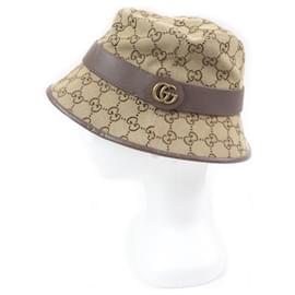 Gucci-Chapéu bucket em lona GG da Gucci em algodão e poliéster-Marrom,Bege