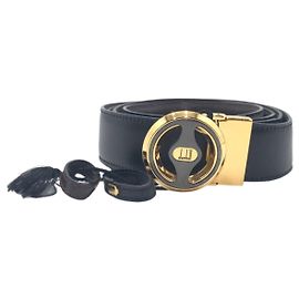 Alfred Dunhill Dunhill Black Gold Leather Belt Black