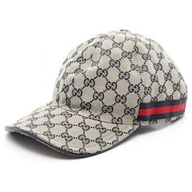 Gucci-Boné de lona Gucci GG-Marrom,Bege