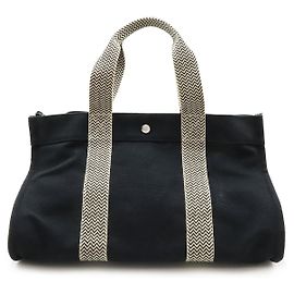 Hermès Hermes Cannes MM Canvas Tote Bag Black