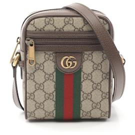 Gucci-Gucci GG Supreme Ophidia Shoulder Bag PVC Coated Canvas Leather 59812796IWT8745-Brown,Beige