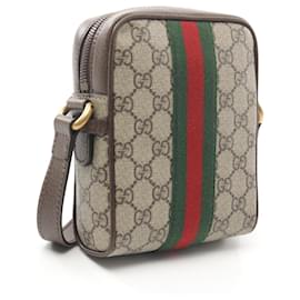Gucci-Gucci GG Supreme Ophidia Shoulder Bag PVC Coated Canvas Leather 59812796IWT8745-Brown,Beige