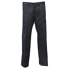 Gucci-Gucci Web Buckle Accent Straight-Leg Trousers in Black Cotton-Black