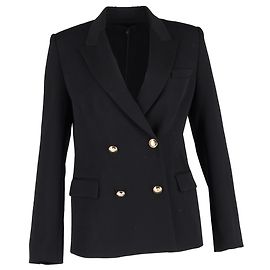Nili Lotan Veda Double-Breasted Jacket in Black Wool Black