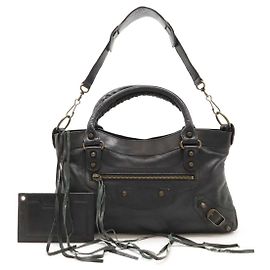 Bolsa de couro Balenciaga The First 2way 103208 Preto