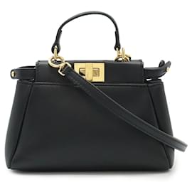 Fendi-Fendi Peekaboo Leather 2way Bag-Black