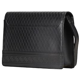 Versace-Clutch de couro Sunburst da Versace-Preto