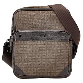 Givenchy-Givenchy Canvas Leather Shoulder Bag-Brown