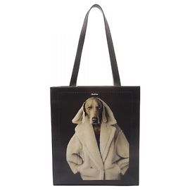 Max Mara Teddy Dog Leather Tote Bag Brown