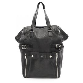 Yves Saint Laurent Saint Laurent Paris DOWNTOWN Leather Tote Bag Black