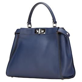 Fendi-Fendi Leather Python Peekaboo 2way Bag 8BN290-Blue