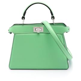 Fendi-Fendi Leather Peekaboo ISeeU Handbag 8BN335 ABVE-Green