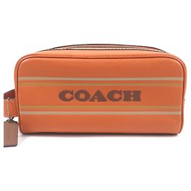 COACH CH077 Leather Travel Kit Bag Brown