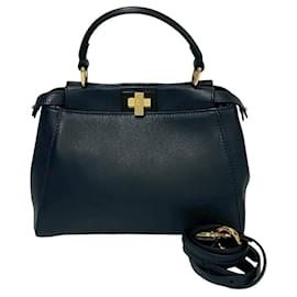 Fendi-Fendi Peekaboo Leather 2way Bag-Blue