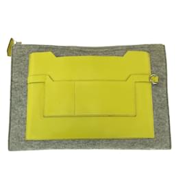 Hermès-Hermes Tout Doux 37 Felt/Vea Epsom Clutch Bag-Grey