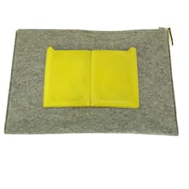 Hermès-Hermes Tout Doux 37 Felt/Vea Epsom Clutch Bag-Grey