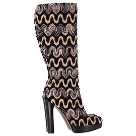 Bottes à talons mi-mollet à imprimé vague Missoni en toile multicolore Multicolore