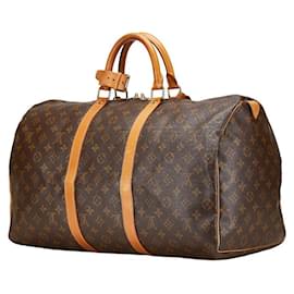 Louis Vuitton-Louis Vuitton Monogram Keepall 50 Boston Bag M41426-Brown