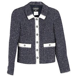 Chanel Vintage Abendjacke 1996 aus marineblauer Wolle Blau Marineblau