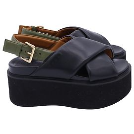 Sandali platform Marni Fussbett in pelle nera Nero