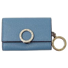 Bulgari Bvlgari Leather Key Case with Key Ring Blue