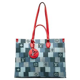Bolsa tote OnTheGo GM em couro denim Louis Vuitton Azul