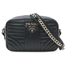 Sac à épaule en cuir Diagramme de Prada Noir