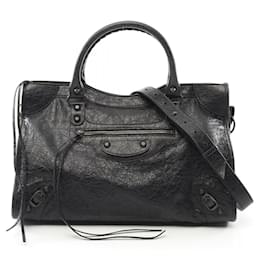 Balenciaga-Balenciaga Calfskin City Medium Handbag 8230582ABEK 1000-Black