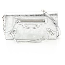 Balenciaga-Balenciaga Leather CITY Shoulder Bag 8194722ABMY8122-Silvery,Metallic